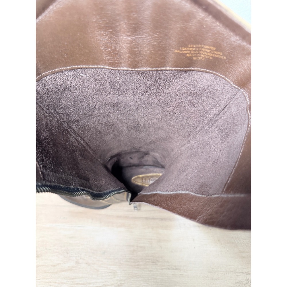 Born Brown Leather Tall Riding Boots Floral Cutout Western D13406‎ Womens 7/38 - Picture 6 of 12